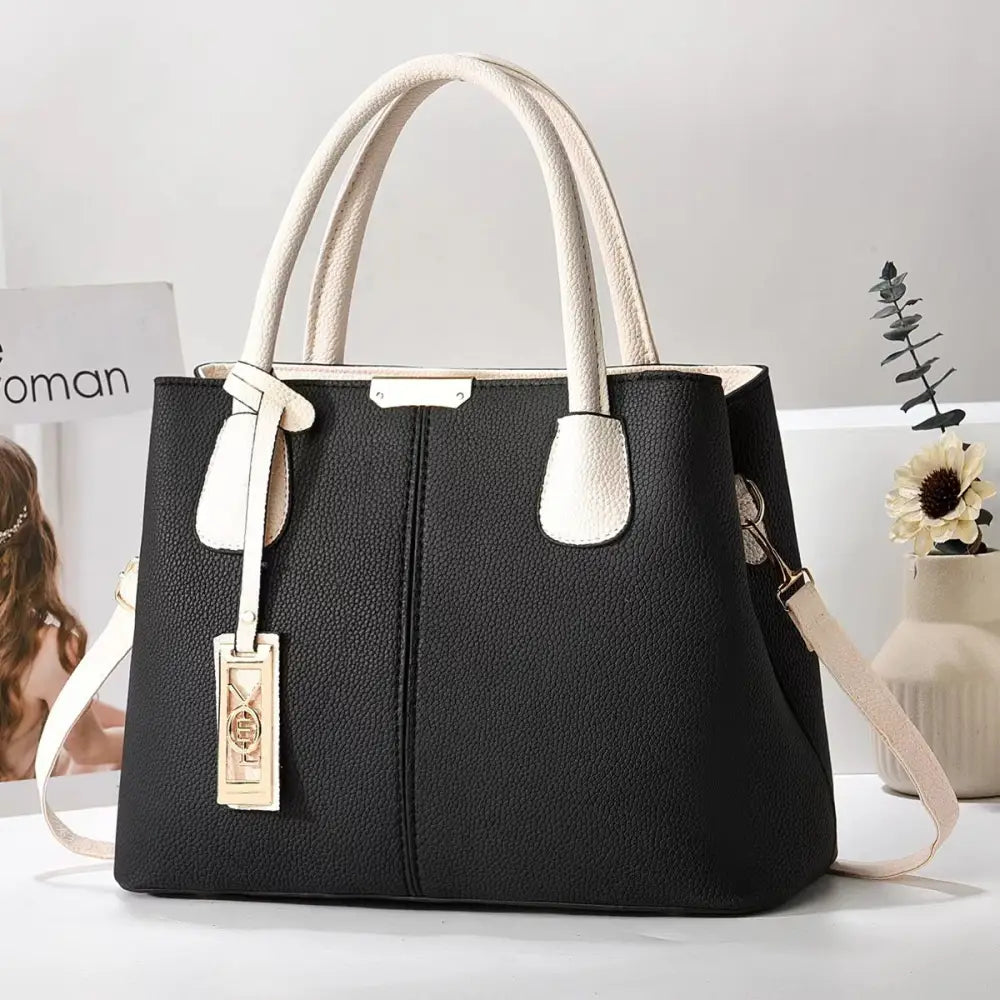 FashionMom Shoulder Bag - Black With White
