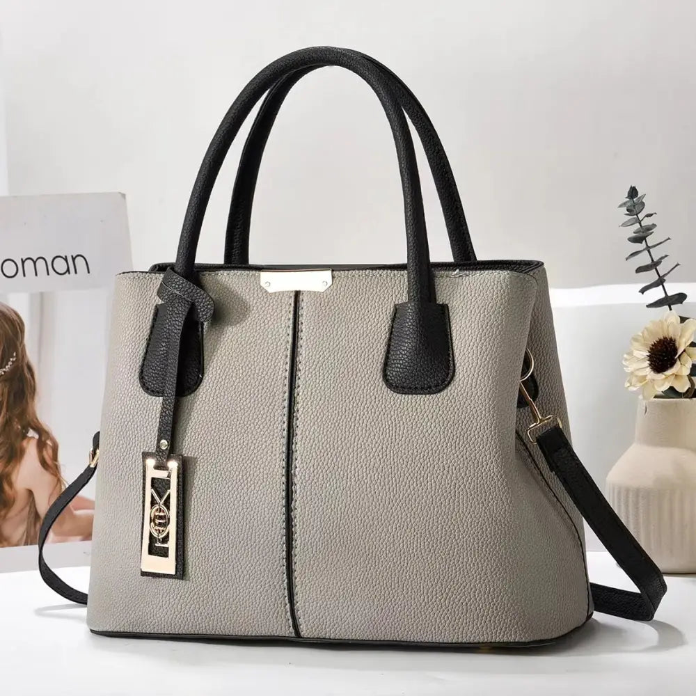 FashionMom Shoulder Bag - Gray With Black