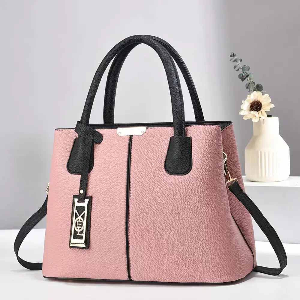FashionMom Shoulder Bag - Pink With Black