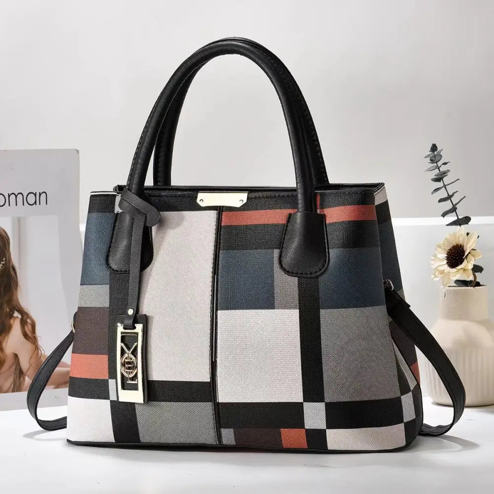 FashionMom Shoulder Bag - Plaid Black