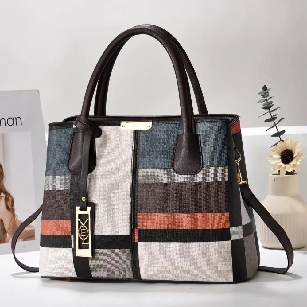 FashionMom Shoulder Bag - Plaid, Brown