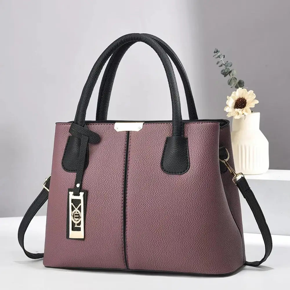 FashionMom Shoulder Bag - Purple With Black