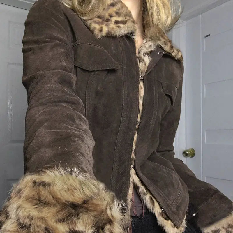 FierceRetro Leopard Patch Pocket Jacket