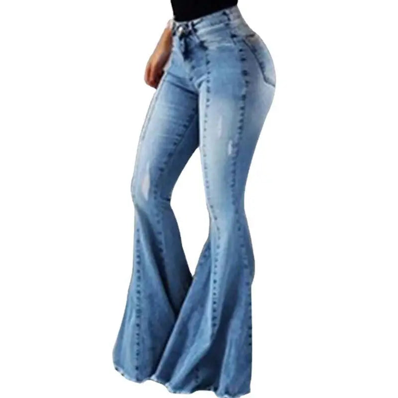 FlareFlex: Women’s High Waist Ripped Denim Jeans