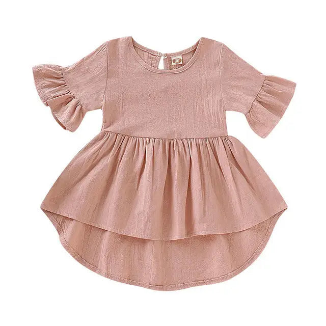 FlareFun: Toddler Cotton Short Sleeve Dress - Pink / 24M