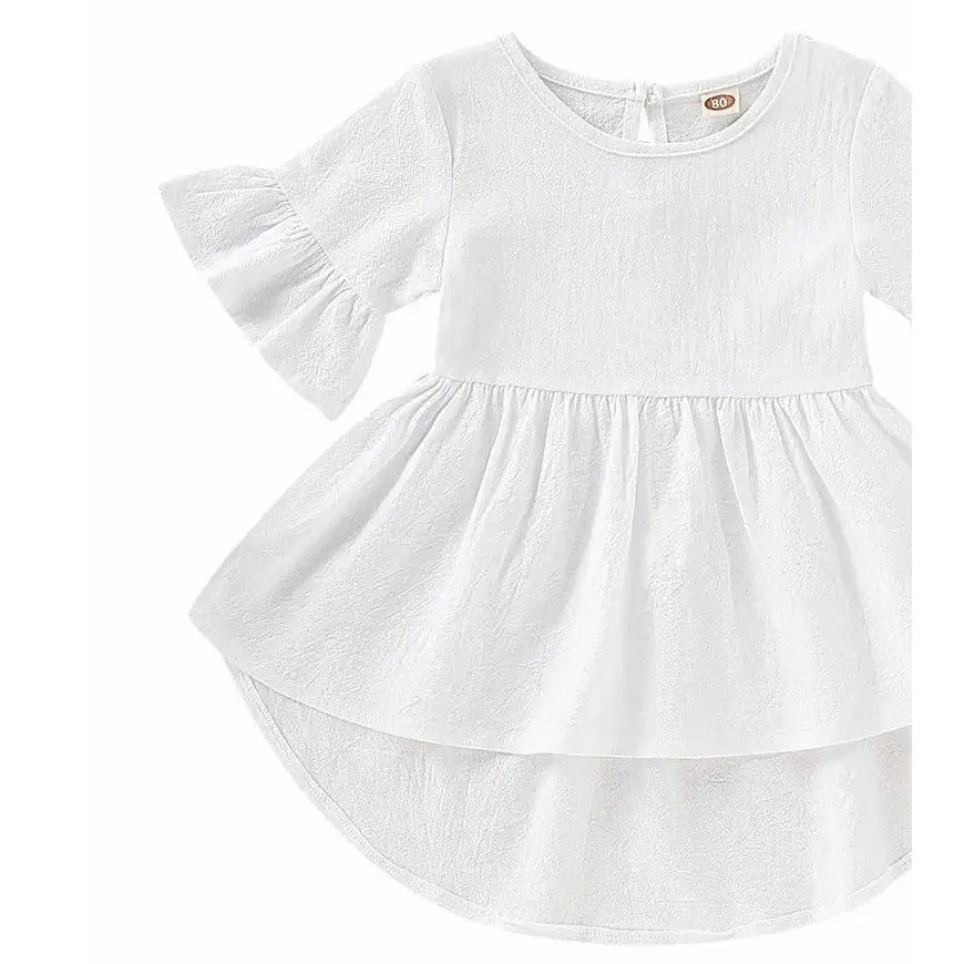 FlareFun: Toddler Cotton Short Sleeve Dress - White / 12M