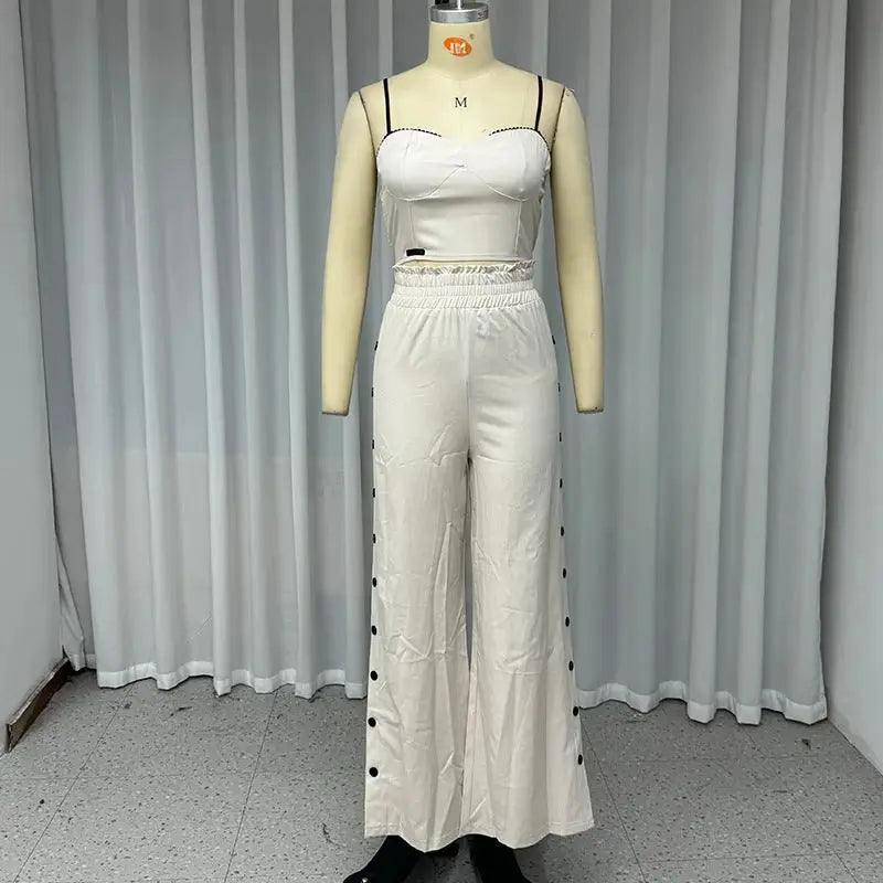 FlexFit Suspender Pants - Milky White / XS