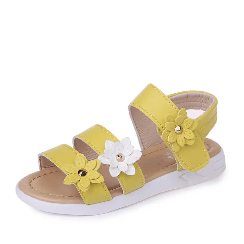Flower Princess Roman Sandals - Yellow / 33