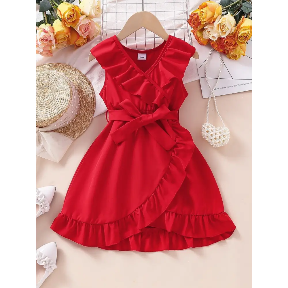 Frilly Chic Dress - Red / 100cm