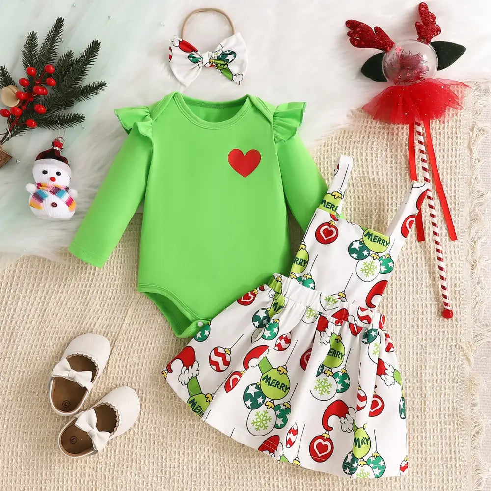Furry Green Skirt Set