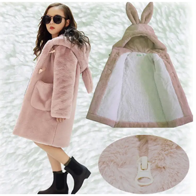 FuzzyPals Kids’ Cozy Faux Fur Coat - Pink / 110cm