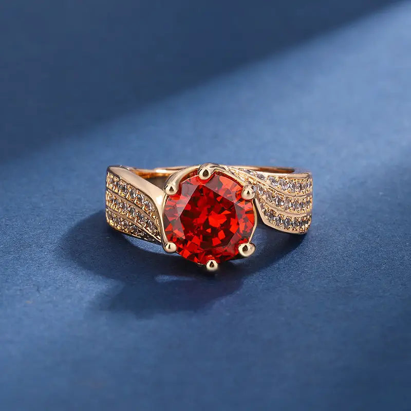 Garnet Glow Champagne Gold Necklace - Necklace Ring Suit