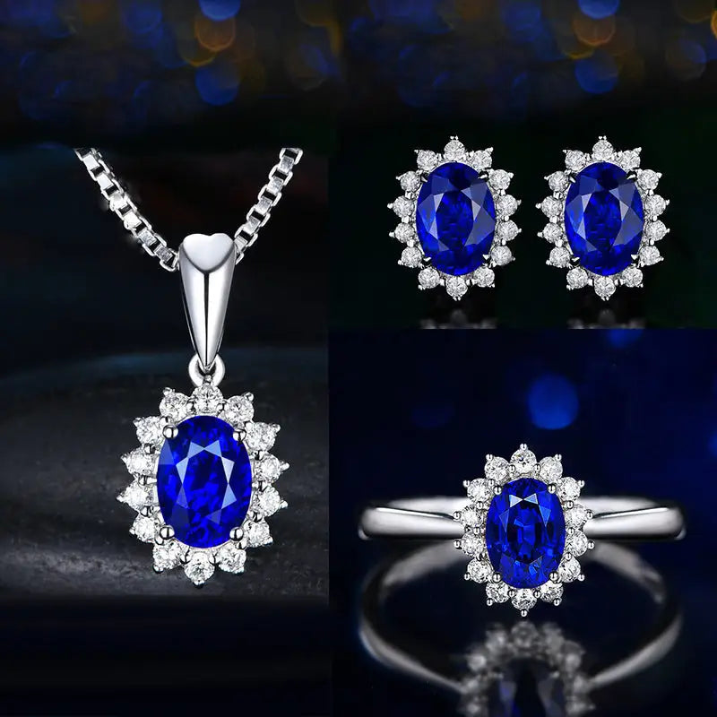 Gemstone Trio Jewelry Set - SJT01 Blue Diamond