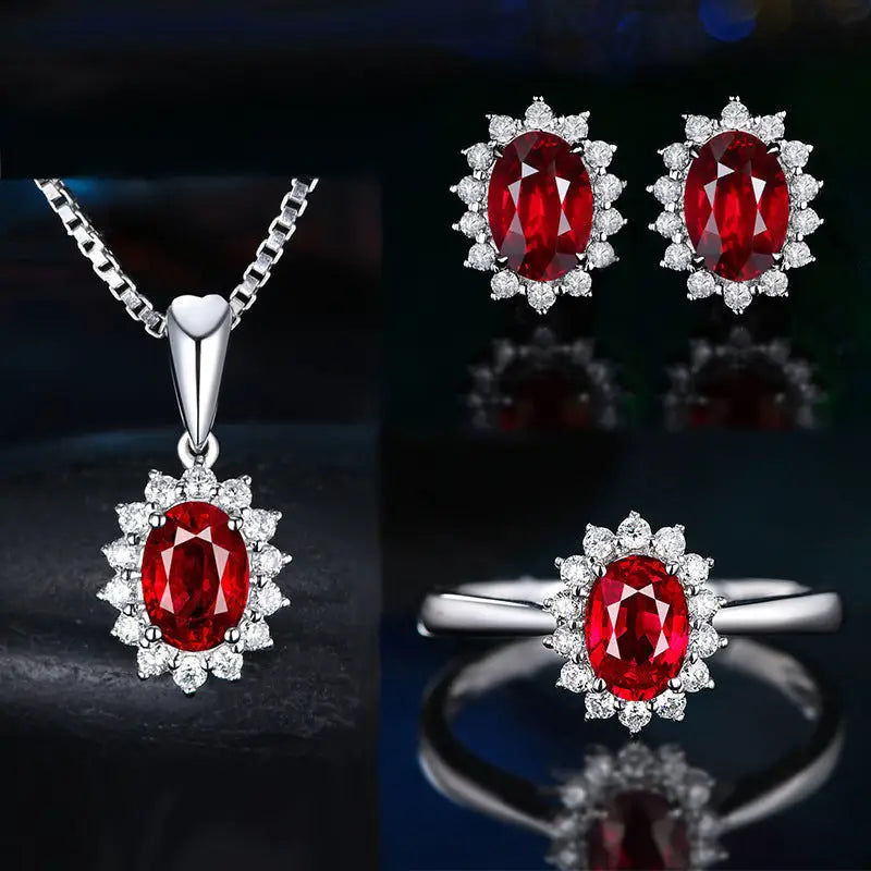 Gemstone Trio Jewelry Set - SJT01 Red Diamond