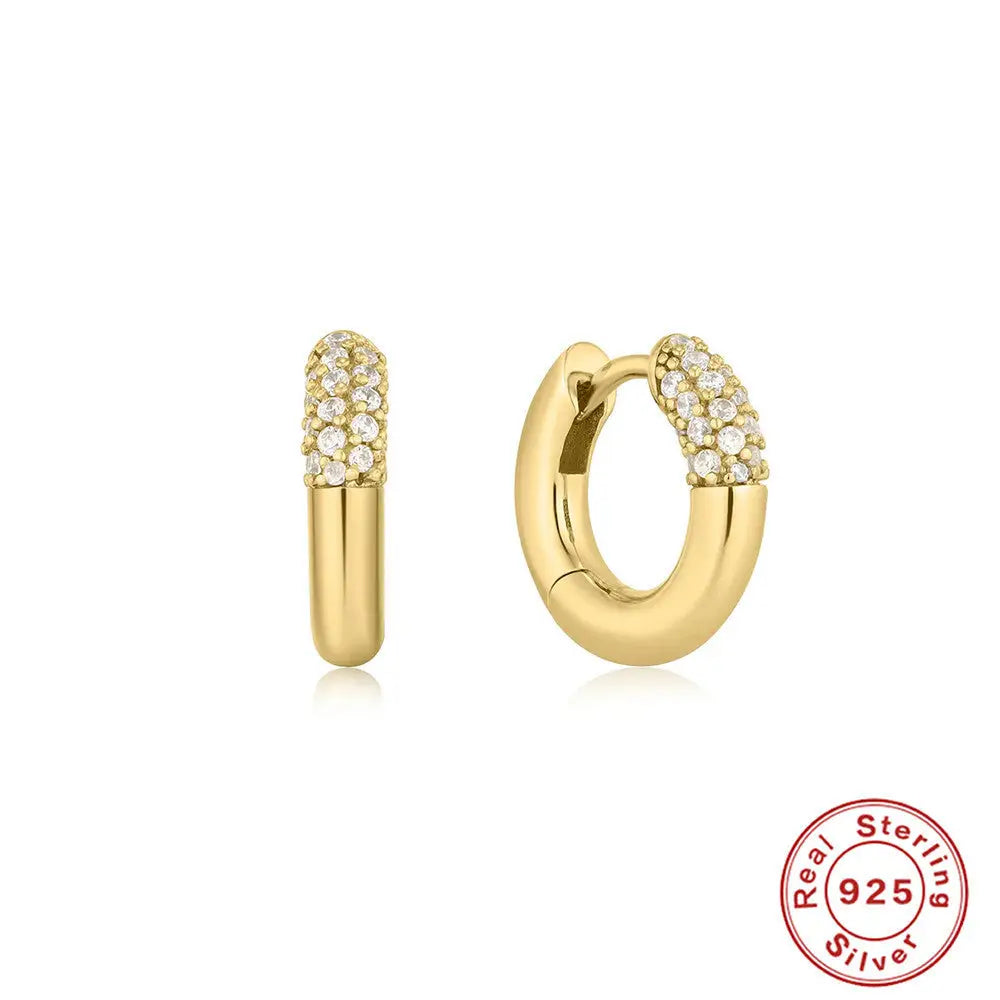 GeoDiamond Cluster Earrings - Gold Style 2 / 925 Silver