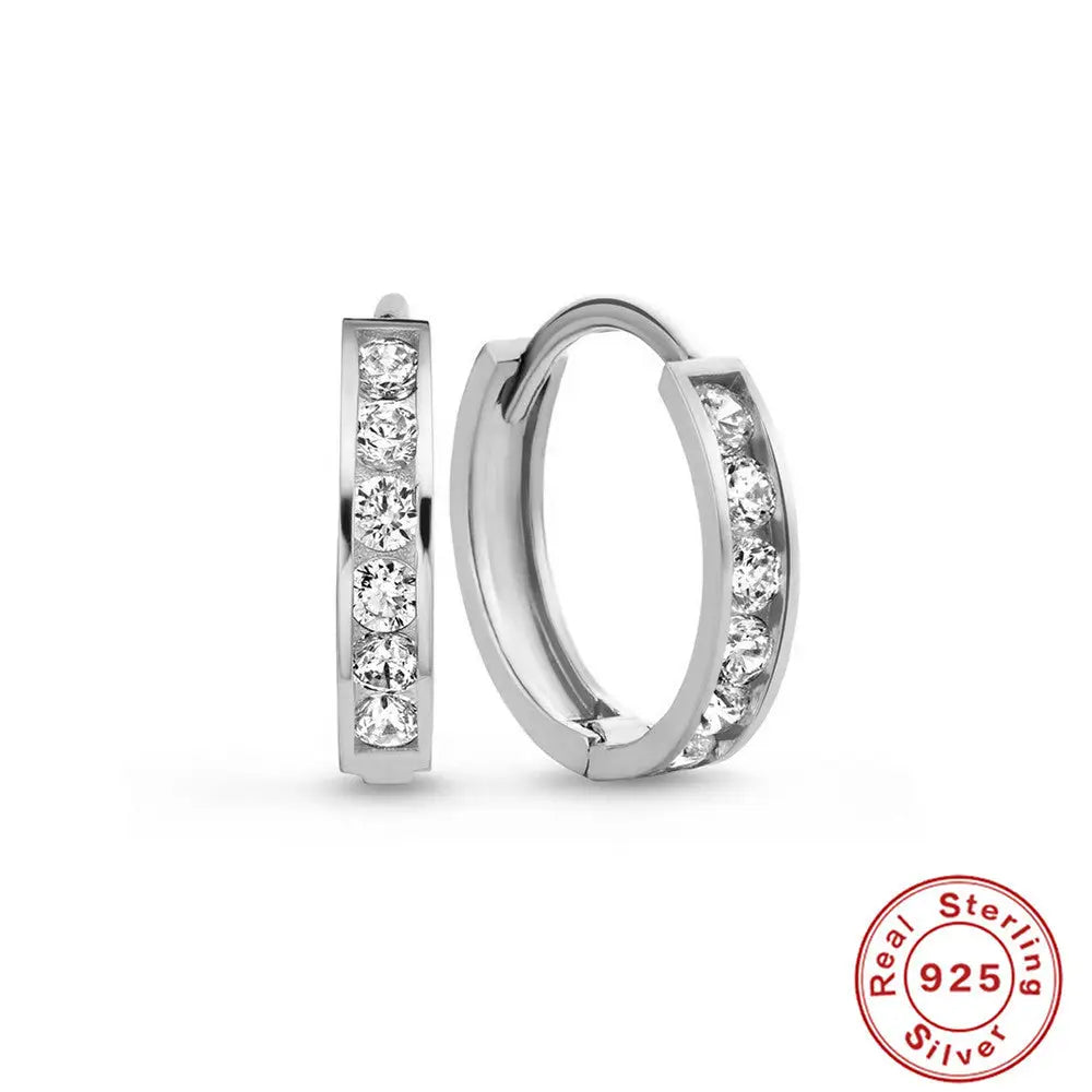 GeoDiamond Cluster Earrings - White Gold Color Style 3 / 925 Silver