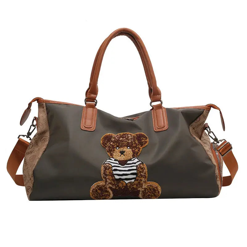 Geometric Animal Print Waterproof Ultra Light Backpack - Green Bear