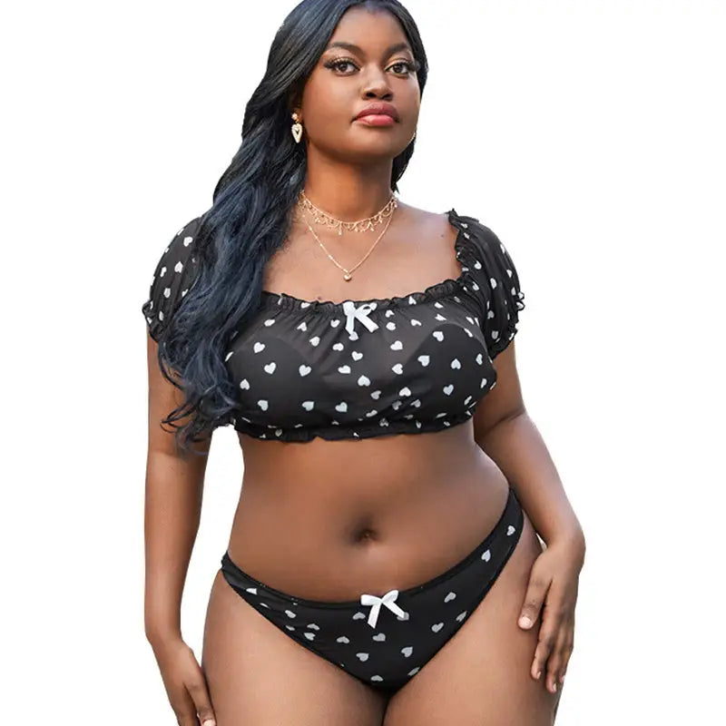 Girls’ Off Shoulder Underwear Set - Black / XL