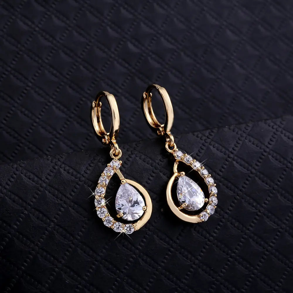 GlamDrop Zircon Copper Earrings with Handcrafted Detailing