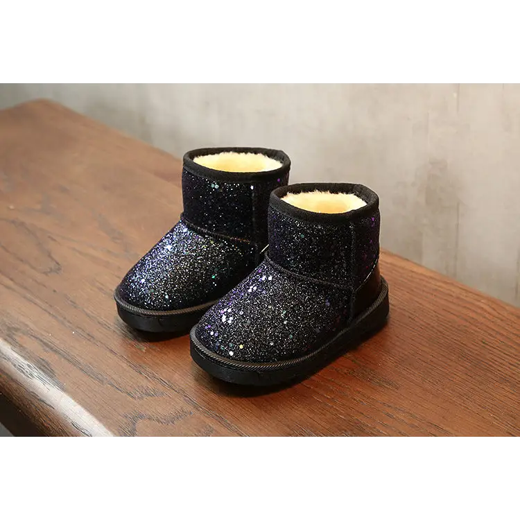 GlitterGlide Kids’ Sequin Snow Boots - black / 32