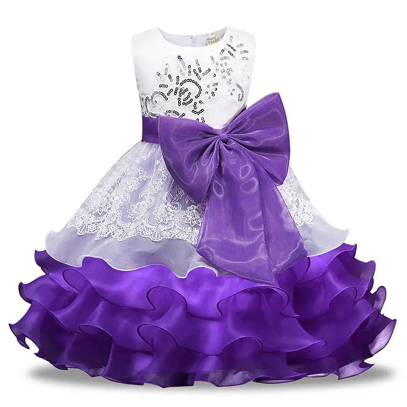 GlitterTwirl Sparkle Dress for Girls - Purple / 100cm