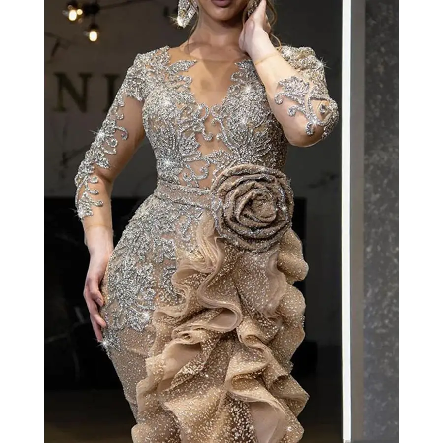 GlitzTrail: Luxe Gold Party Dress for Women