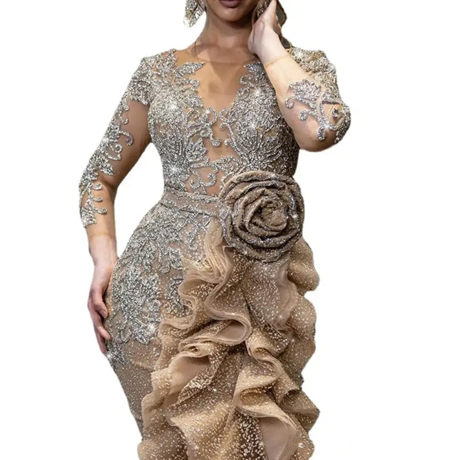 GlitzTrail: Luxe Gold Party Dress for Women
