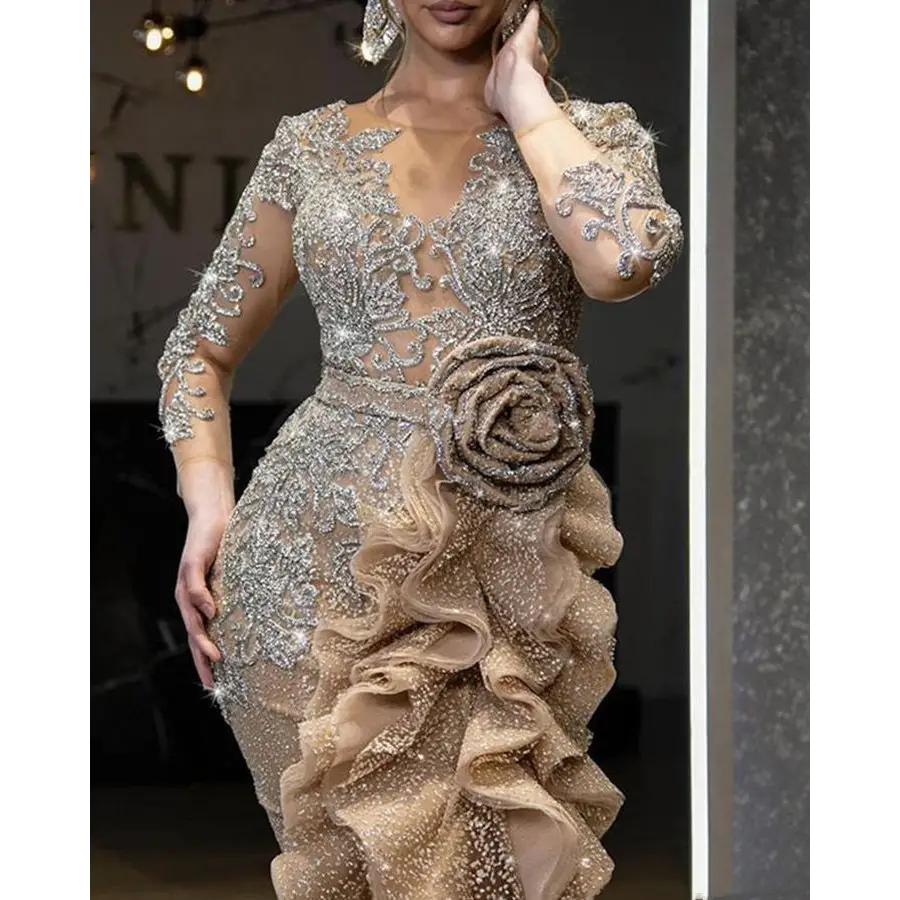 GlitzTrail: Luxe Gold Party Dress for Women - Gold / S