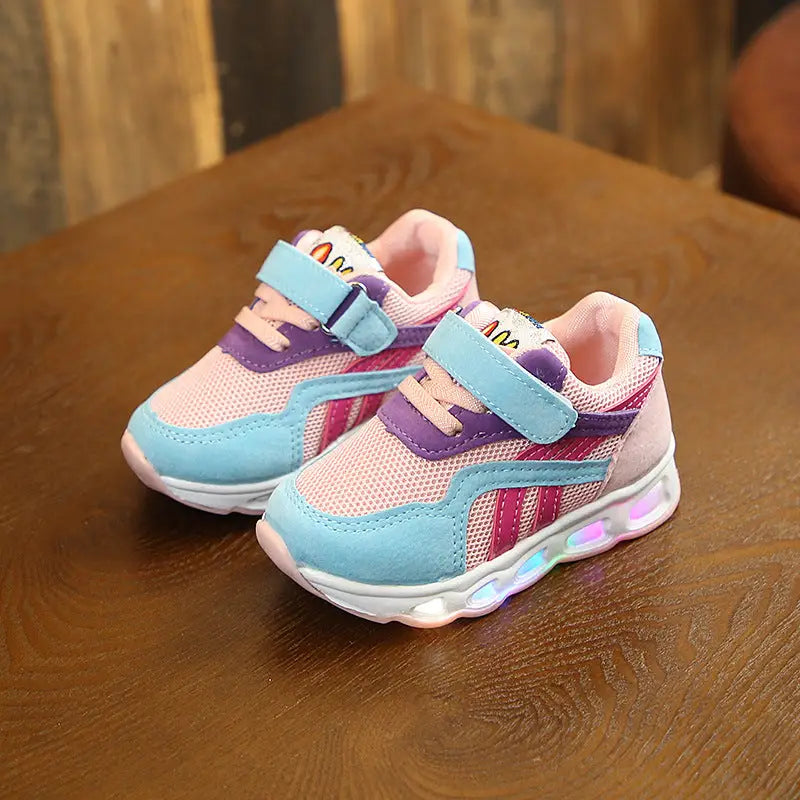 GlowStride Kids’ Airy Run Sneakers - Pink / 23