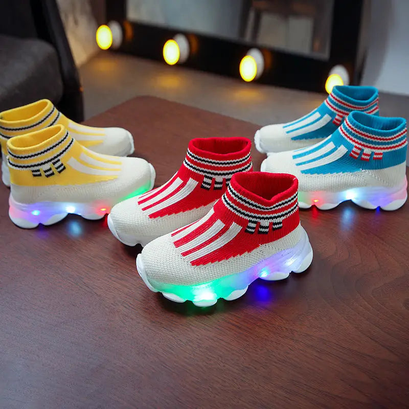 GlowStride Kids: Breathable LED Sneakers