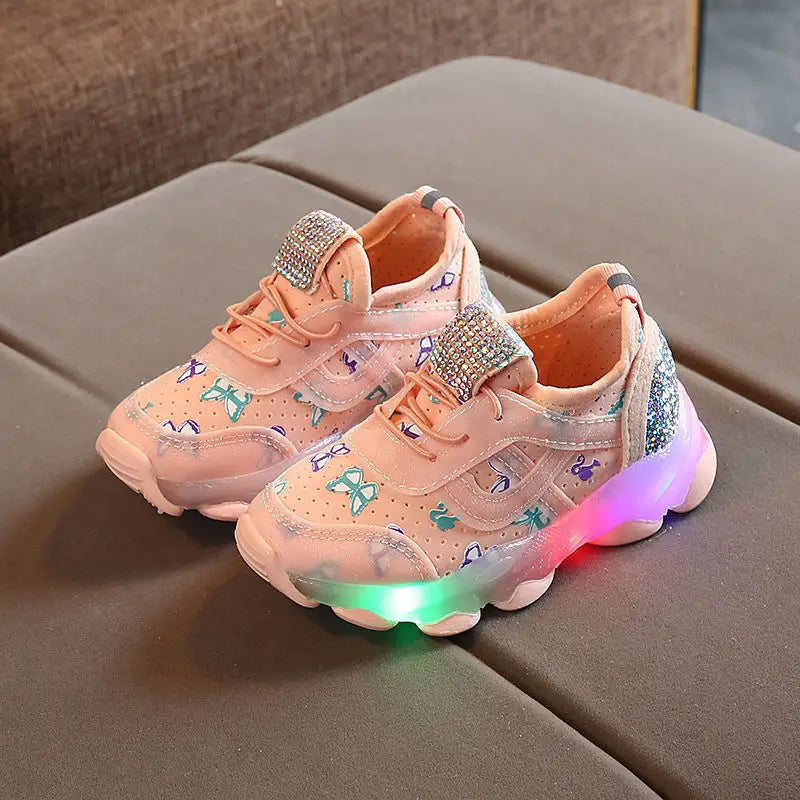GlowStride Kids LED Breathable Sneakers - Pink / 21