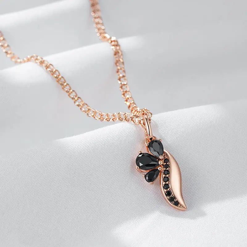 Gold Luxe Zircon Necklace - Black