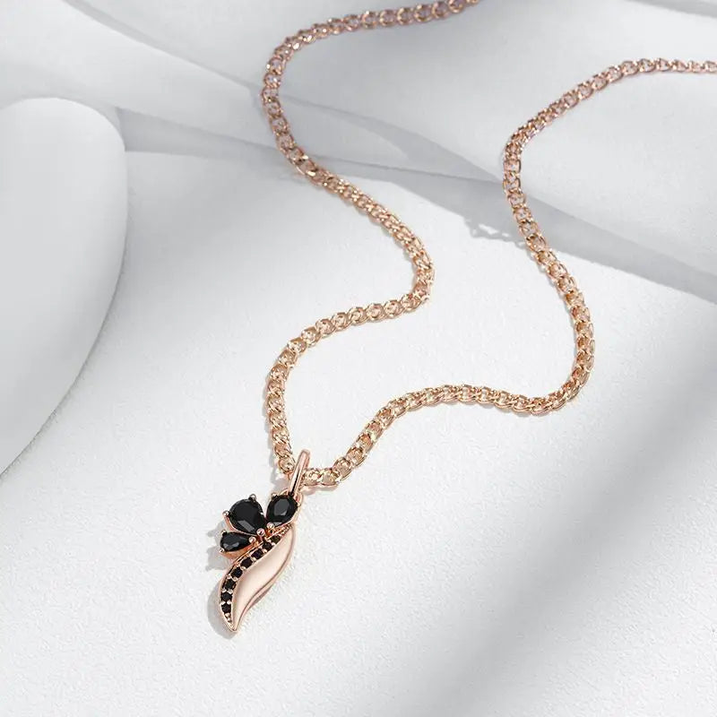 Gold Luxe Zircon Necklace - Black