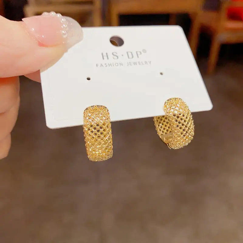 Golden Geo Chic 14K Gold Fashion Ear Clips - No 48