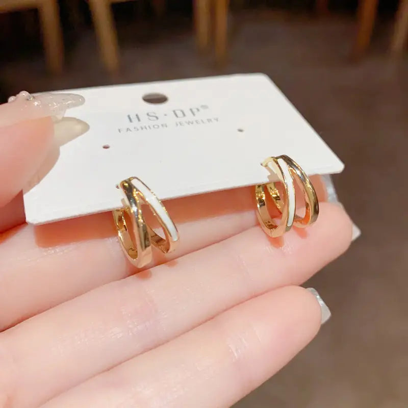 Golden Geo Chic 14K Gold Fashion Ear Clips - No 56