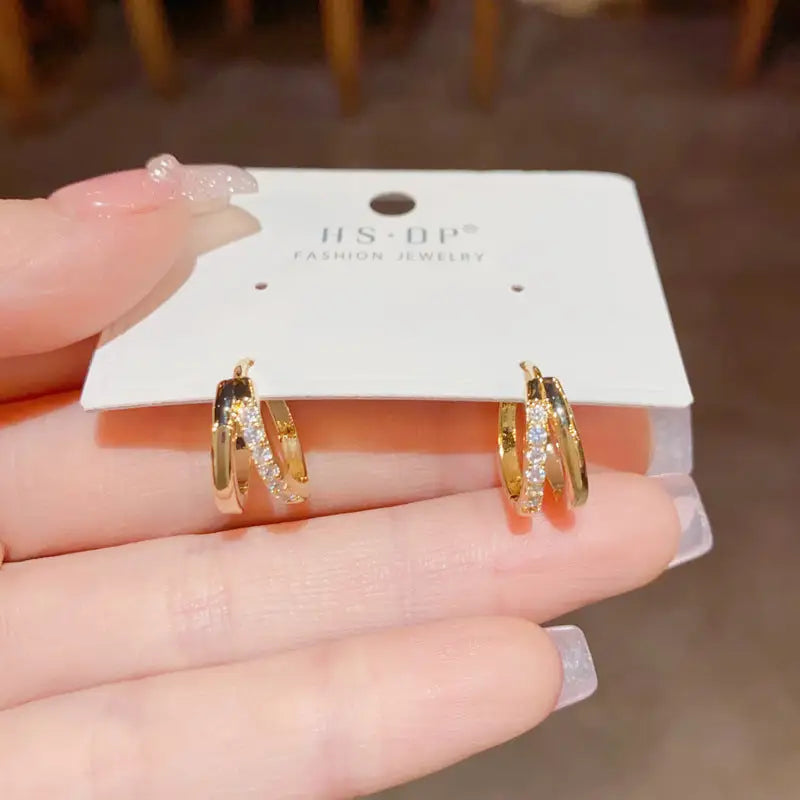 Golden Geo Chic 14K Gold Fashion Ear Clips - No 74