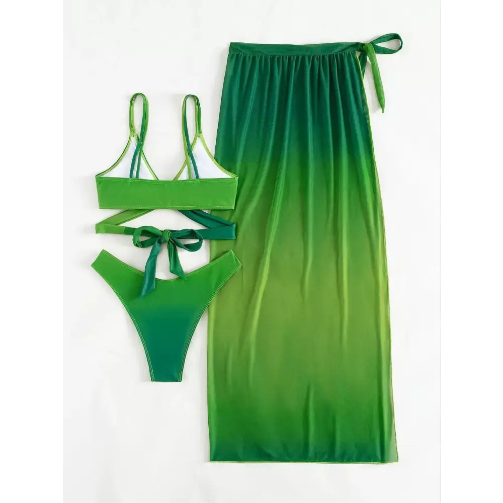 Green Gradient Bikini European And American Ladies - Green Gradient / S