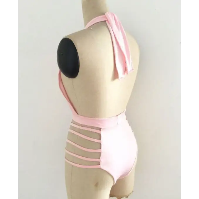 Halter Tie Cutout Back Triangle One-Piece Swimsuit