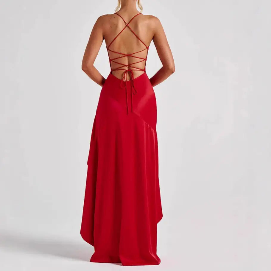 High Waist Sleeveless Polyester Sling Dress in Multiple Colors