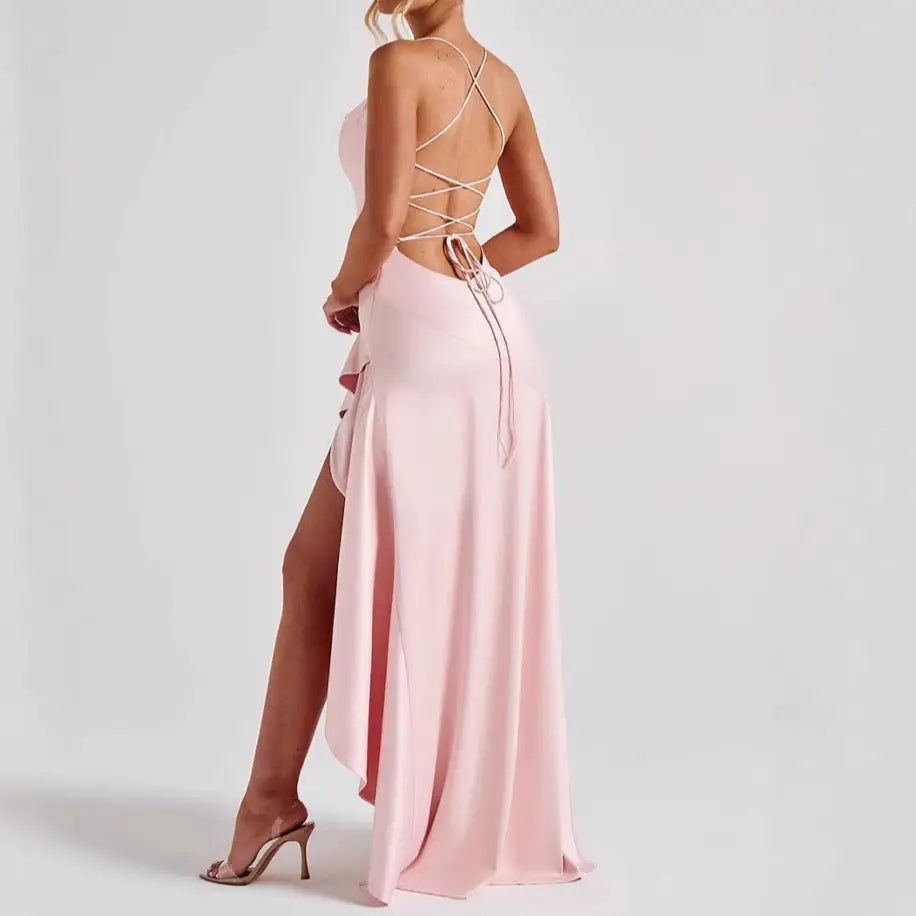 High Waist Sleeveless Polyester Sling Dress in Multiple Colors