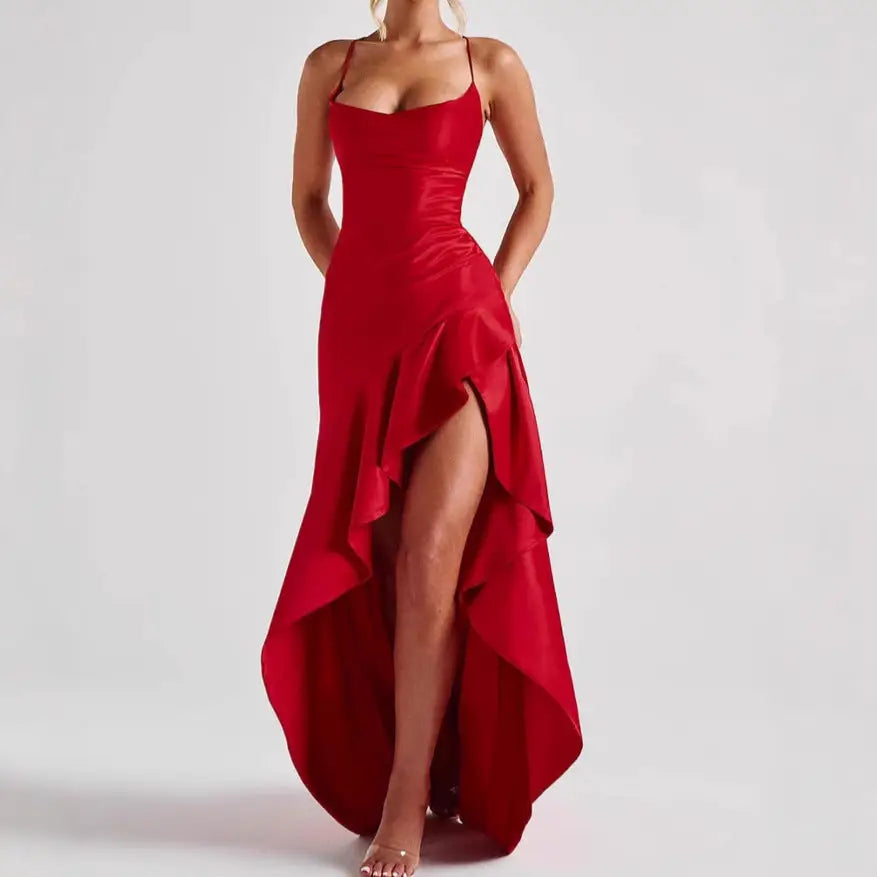 High Waist Sleeveless Polyester Sling Dress in Multiple Colors