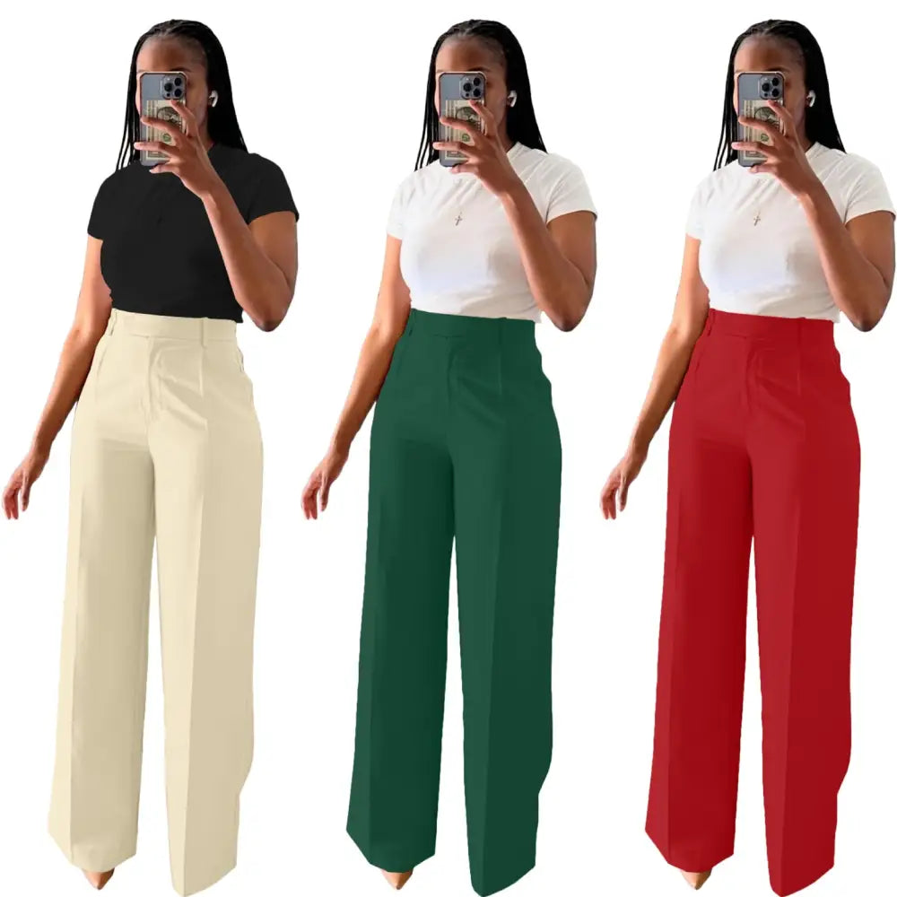 High-Waist Straight-Leg Pants