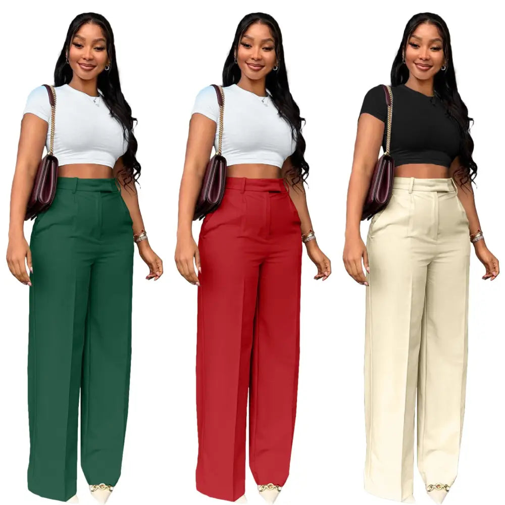 High-Waist Straight-Leg Pants