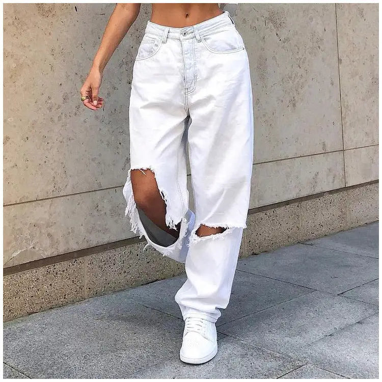 Hole-y Chic White Jeans