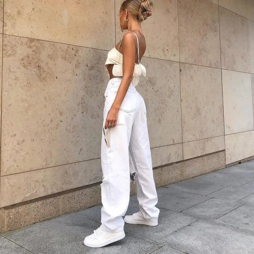 Hole-y Chic White Jeans