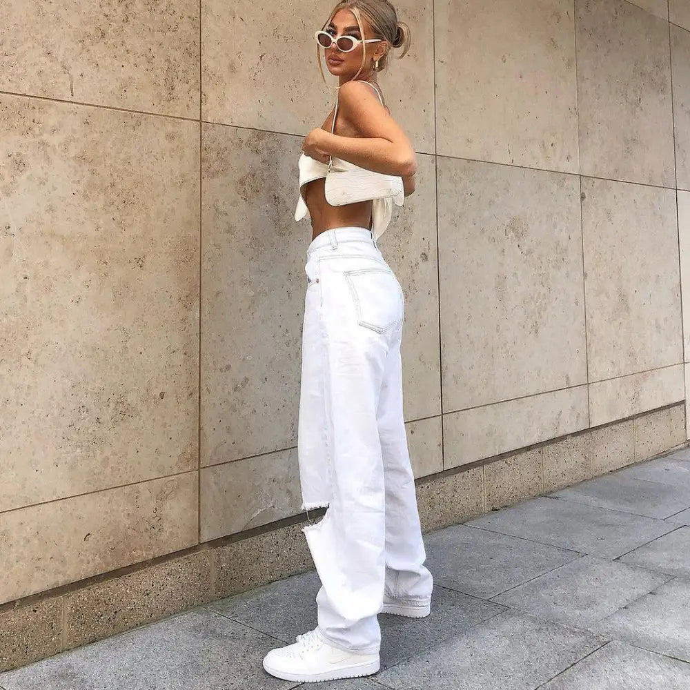Hole-y Chic White Jeans