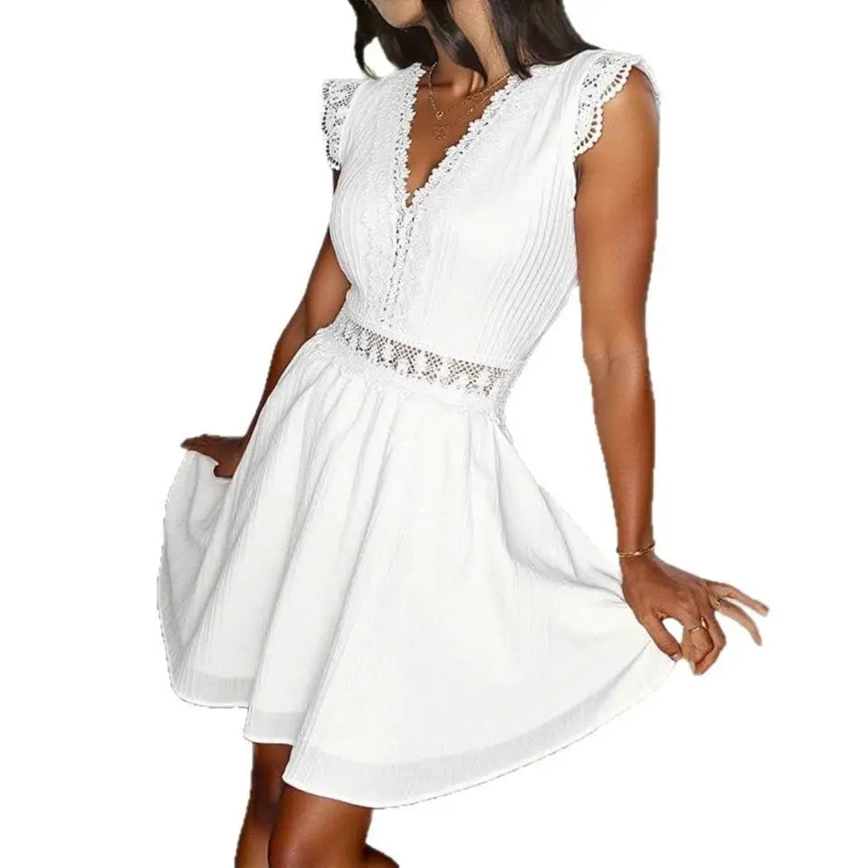 Hollow V-neck Dress