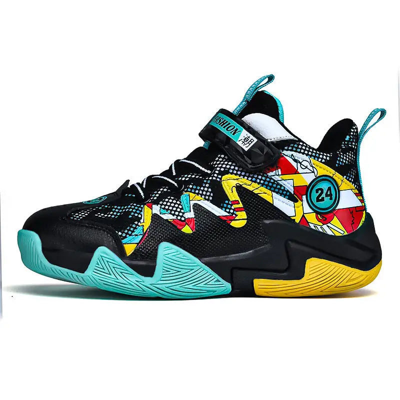 HoopPro Boys’ Breathable Basketball Kicks - Black moon / 31