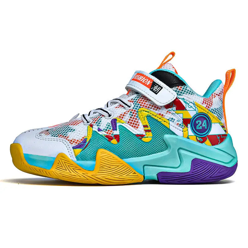 HoopPro Boys’ Breathable Basketball Kicks - White moon / 31