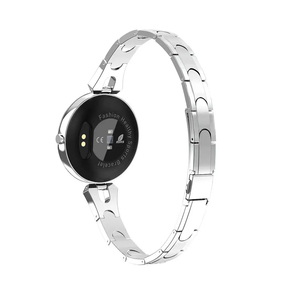 Silver smart bracelet.